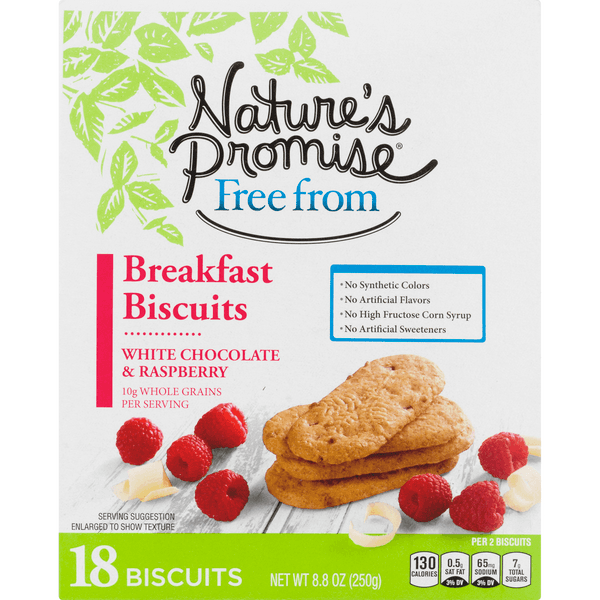 Nature'S Promise Free From Breakfast Biscuits White Choc/Raspberry