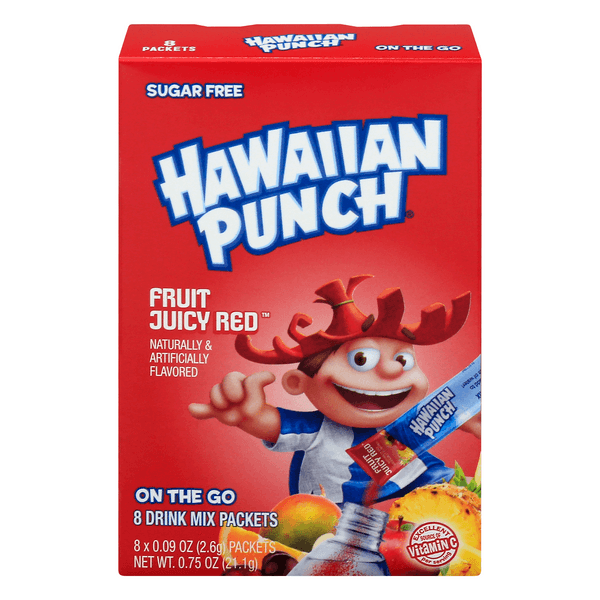 Hawaiian Punch Singles To Go! Drink Mix Sugar Free Fruit Juicy Red
