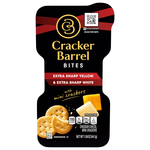 Cracker Barrel Bites Extra Sharp Yellow & White Cheese With Mini Crackers