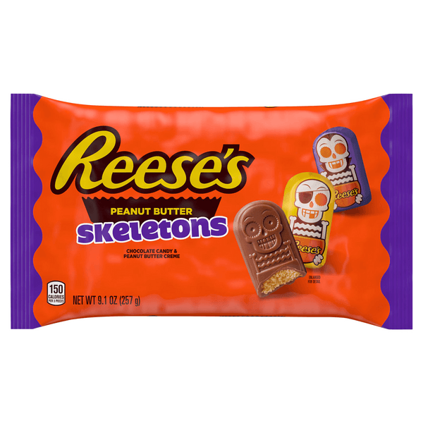 Reeses Milk Chocolate Peanut Butter Skeletons Halloween Candy Bag