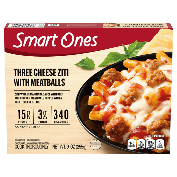 Smart Ones Three Cheese Ziti Marinara Pasta With Meatballs  Meal