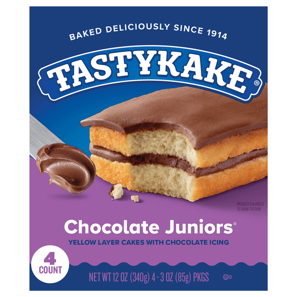Tastykake Chocolate Juniors 4 Individually Wrapped Chocolate Iced Snack Cakes