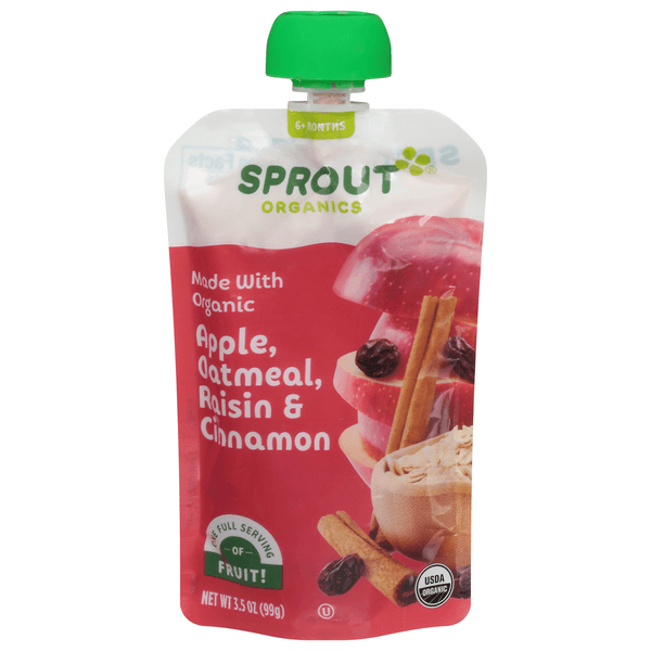 Sprout Baby Food Stage 2 Apple Oatmeal Raisin With Cinnamon Organic