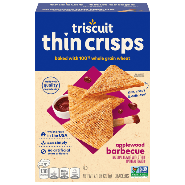 Nabisco Triscuit Thin Crisps Whole Grain Wheat Crackers Applewood Barbecue