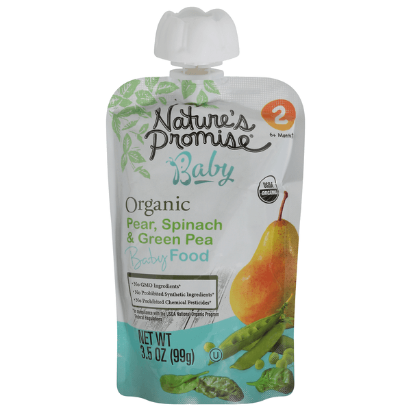 Nature'S Promise Organic Stage 2 Baby Food Pear Spinach & Green Pea