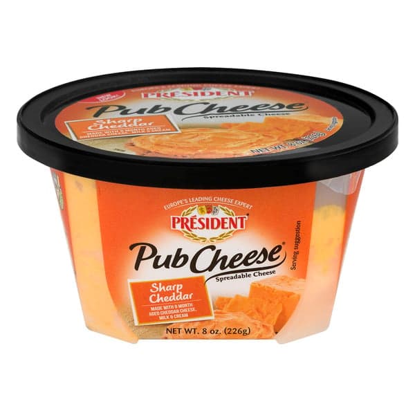 President Pub Cheese Spreadable Cheese Sharp Cheddar