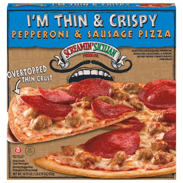 Screamin' Sicilian Pizza Co. Thin & Crispy Pepperoni & Sausage