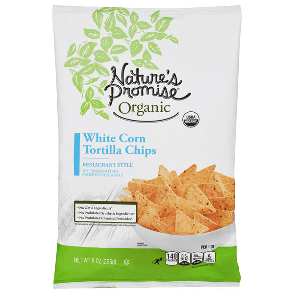 Nature'S Promise Organic Restaurant Style Tortilla Chips White Corn