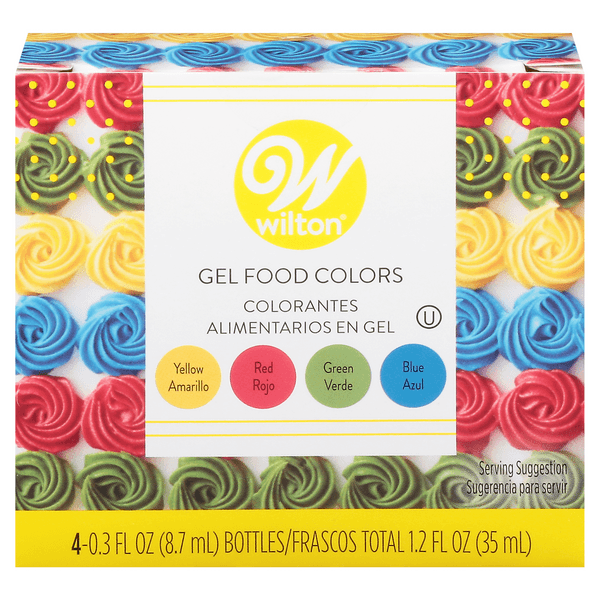 Wilton Gel Food Colors Yellow Red Green & Blue