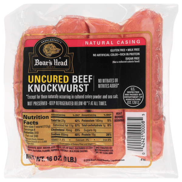 Boar'S Head Beef Knockwurst