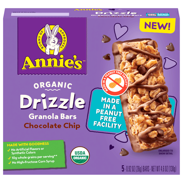 Annie'S Drizzle Granola Bars Chocolate Chip Organic