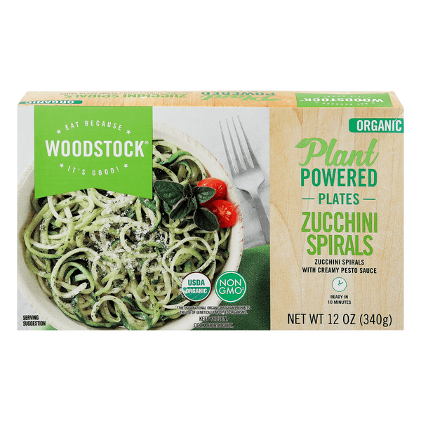 Woodstock Plant Powered Plates Zucchini Spirals With Creamy Pesto Sauce