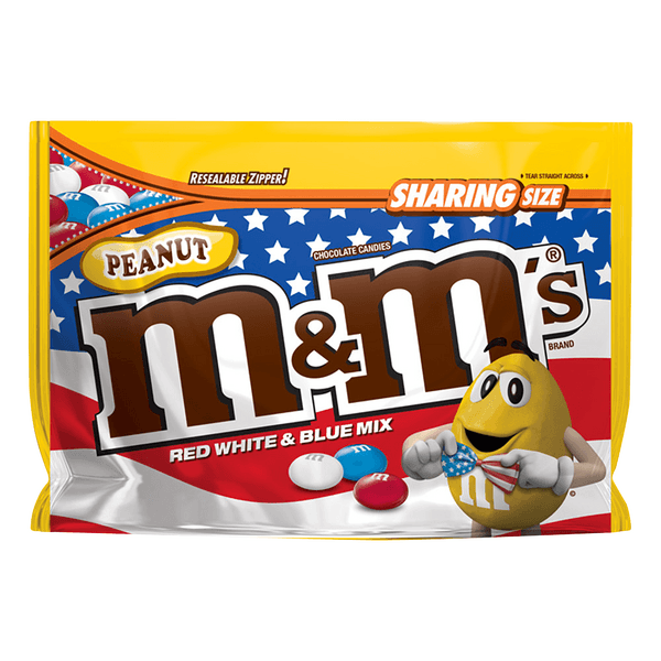 M&M'S Peanut Chocolate Candies Red White & Blue Sharing Size