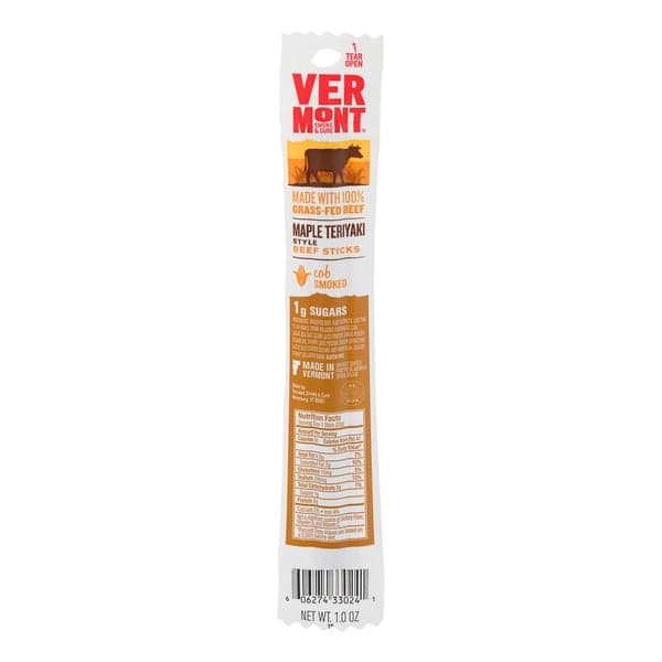 Vermont Smoke & Cure Grass-Fed Beef Sticks Maple Teriyaki Style