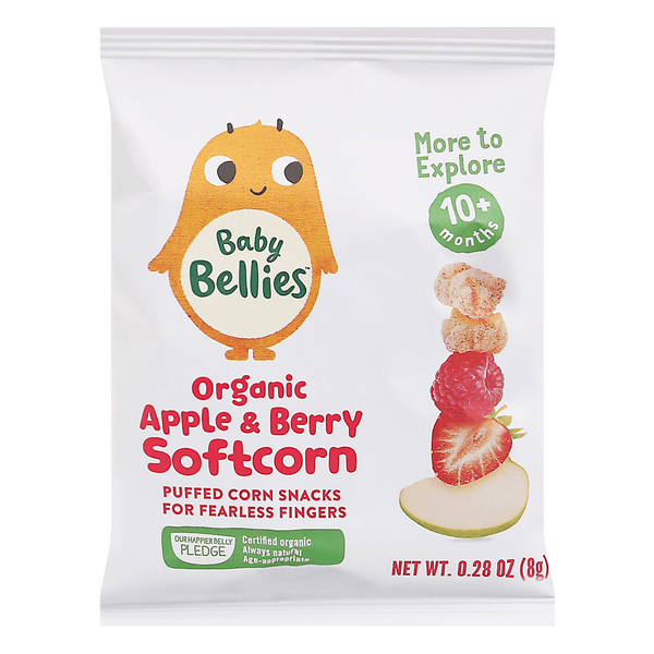 Baby Bellies Puffed Soft Corn Snacks Apple & Berry 10+ Months Organic