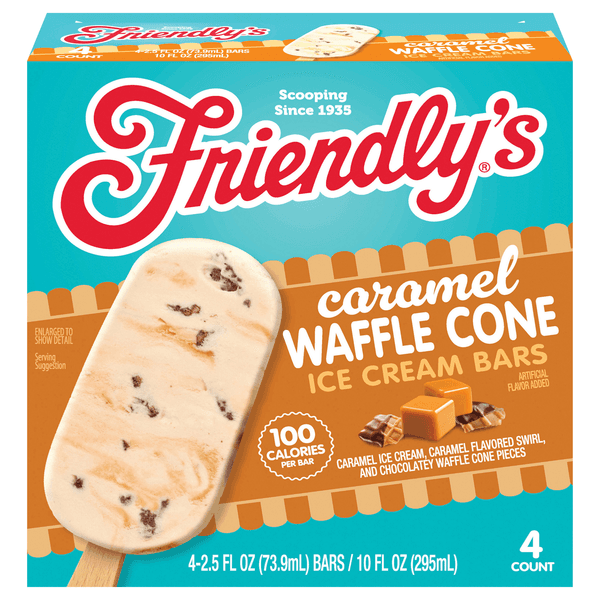 Friendly'S Ice Cream Bars Caramel Waffle Cone 4 Pac