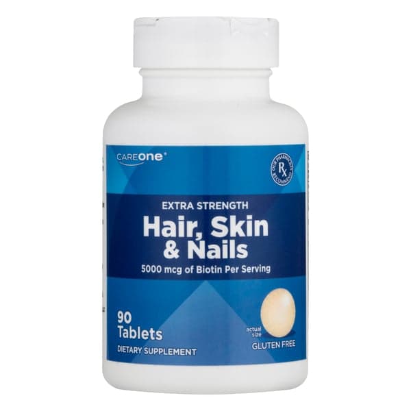 Careone Hair Skin & Nails Extra Strength 5000 Mcg Tablets Gluten Free