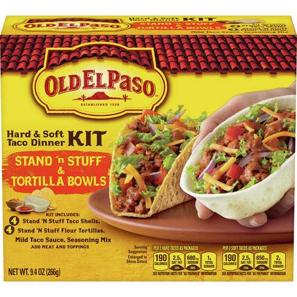 Old El Paso Stand 'N Stuff Hard & Tortilla Bowls Taco Dinner Kit