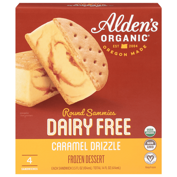 Alden'S Organic Round Sammie Dairy Free  Dessert Caramel Drizzle