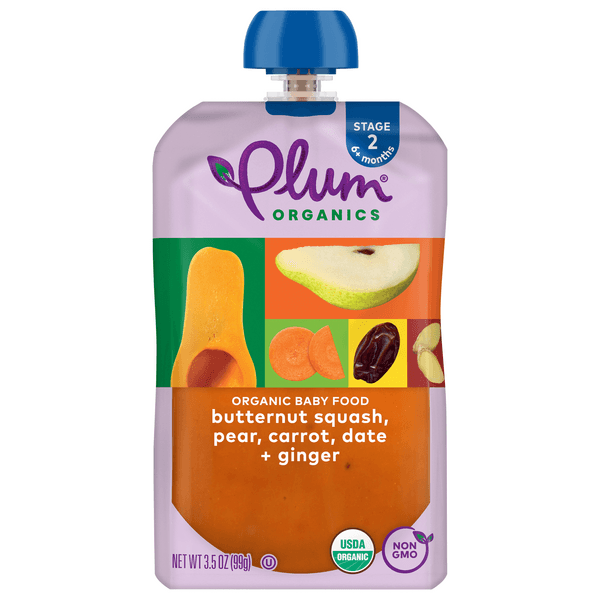 Plum Organics Stage 2 Baby Food Butternut Squash Pear Carrots Date Ginger