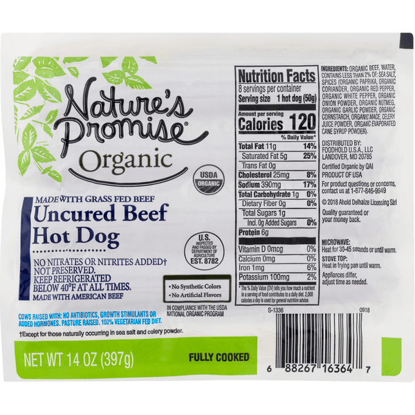 Nature'S Promise Organic Grass-Fed Uncured Beef Hot Dogs