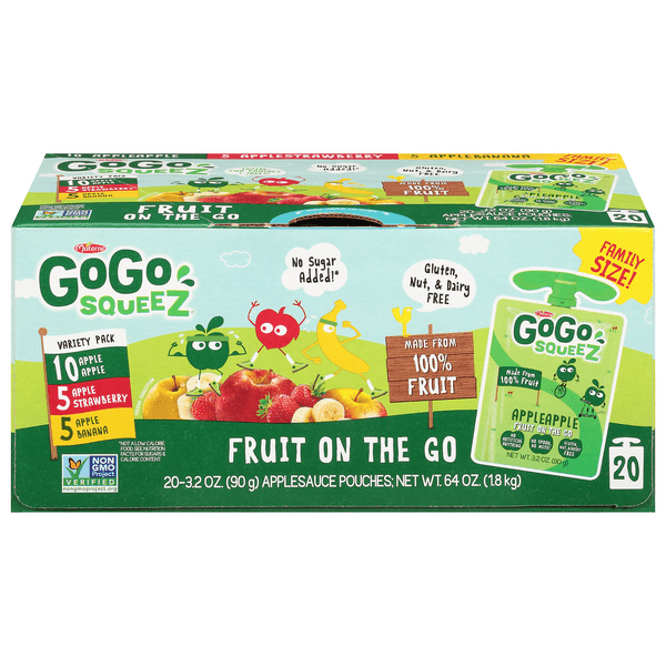 Gogo Squeez Applesauce, Variety Apple Banana Strawberry