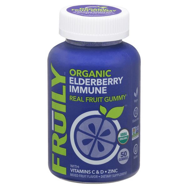 Fruily Immune Elderberry Gummies Mixed Fruit Flavor Organic