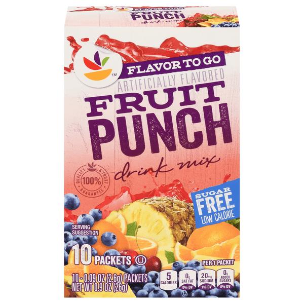 Stop & Shop Flavor To Go Drink Mix Packets Fruit Punch Sugar Free