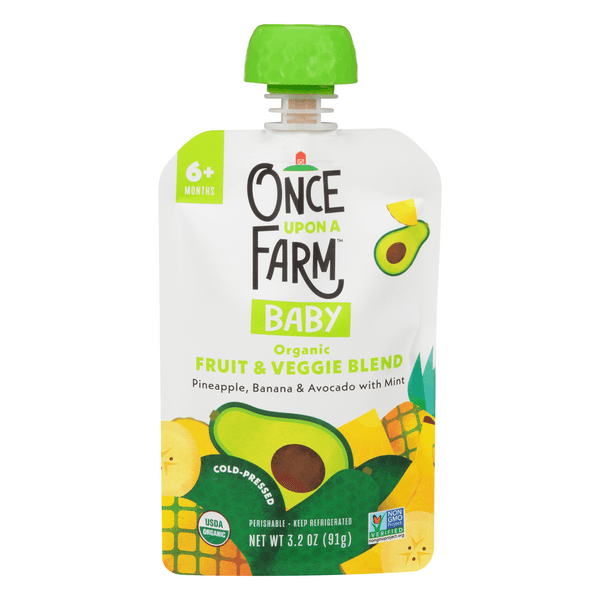 Once Upon A Farm Baby Organic Fruit Veggie Blend Pineapple Banana Avocado