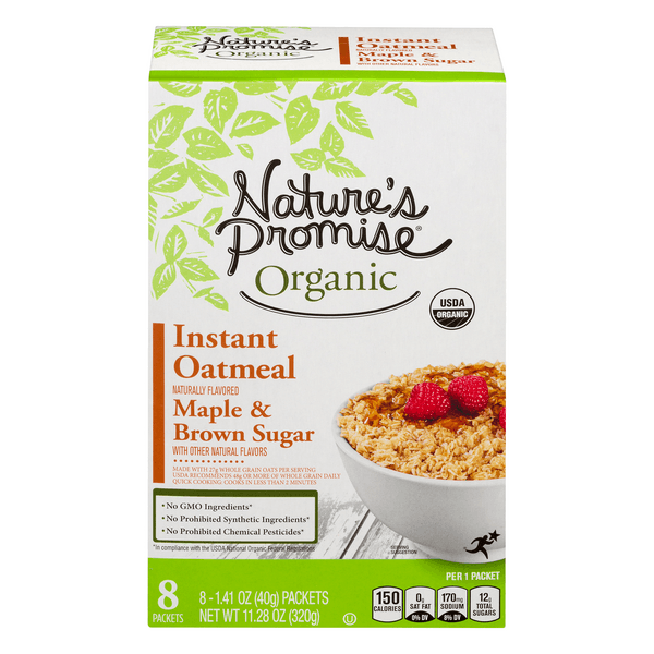 Nature'S Promise Organic Instant Oatmeal Maple & Brown Sugar