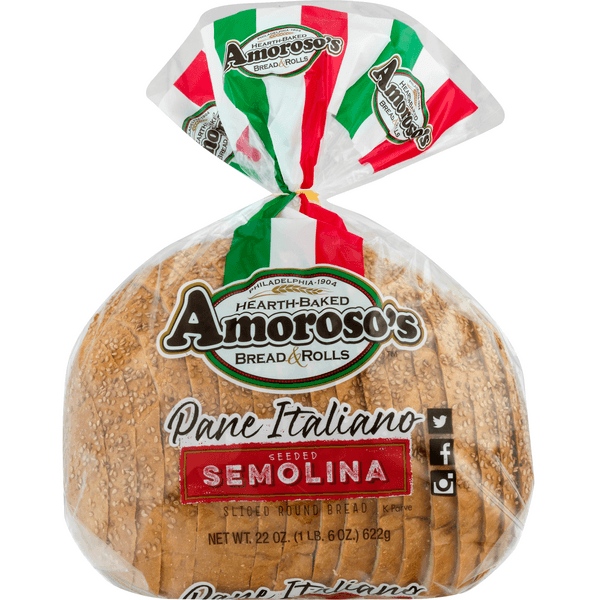 Amoroso'S Pane Italiano Bread Seeded Semolina Round Sliced