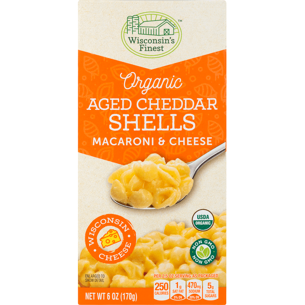 Wisconsin'S Finest Macaroni & Cheese Aged Cheddar Shells Organic