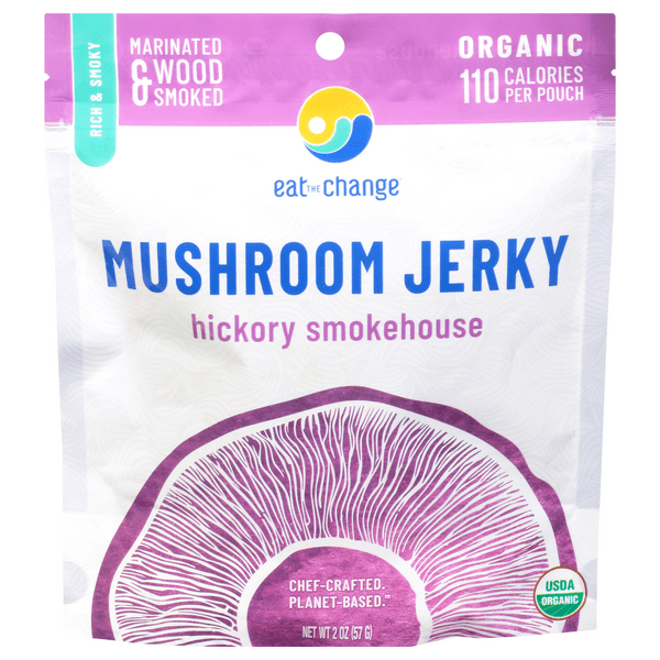 Eat The Change Mushroom Jerky Hickory Smokehouse Organic
