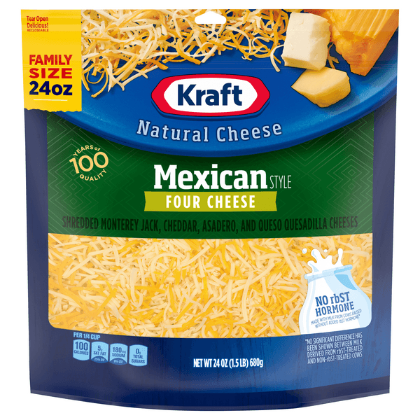 Kraft Mexican Style Four Cheese Shredded Natural Family Size