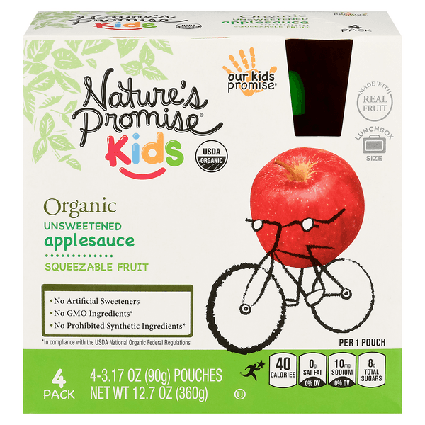 Nature'S Promise Organic Kids Applesauce Unsweetened Squeezable