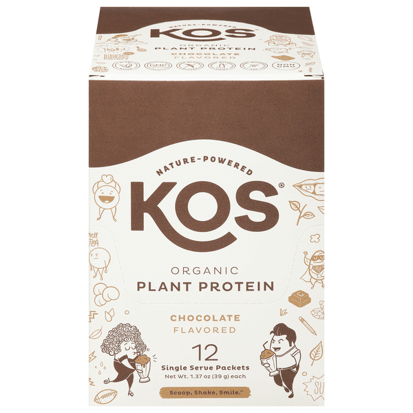Kos Plant Protein Powder Single Serve Packets Chocolate