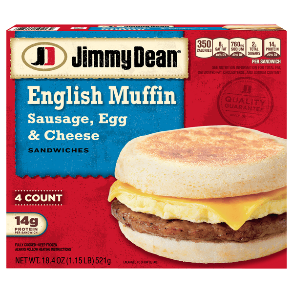 Jimmy Dean English Muffin Sausage Egg & Cheese Sandwiches