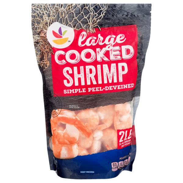 Farm Raised Cooked Ez-Peel Deveined Large Shrimp 31- Per