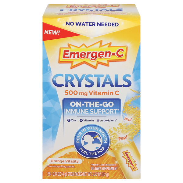 Emergen-C Crystal On-The-Go Immune Support Vitamin C Orange Vitality