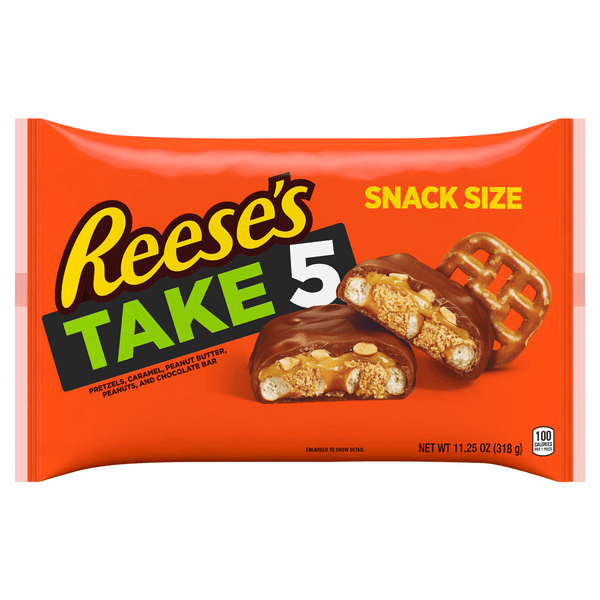 Reese'S Take 5 Pretzel Peanut And Chocolate Candy Bars Snack Size Bag