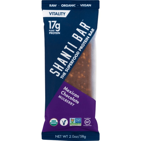Shanti Bar Protein Bar Vitality Mexican Chocolate Mulberry Organic