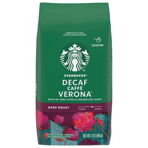 Starbucks Decaf Caffe Verona 100% Arabica Dark Roast Ground Coffee Bag