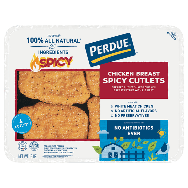 Perdue No Antibiotics Ever  Spicy Breaded Chicken Cutlets Traypack
