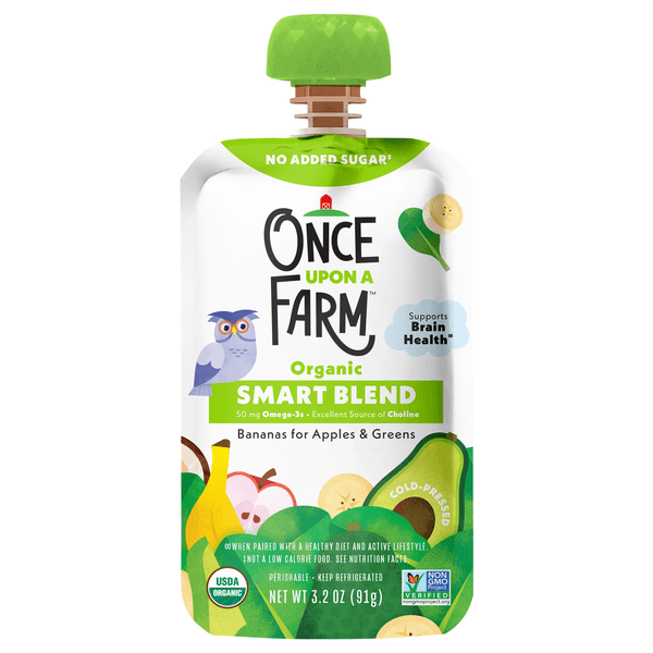 Once Upon A Farm Bananas For Apples &#38; Greens Organic Smart Blend Kids&#39; Snack
