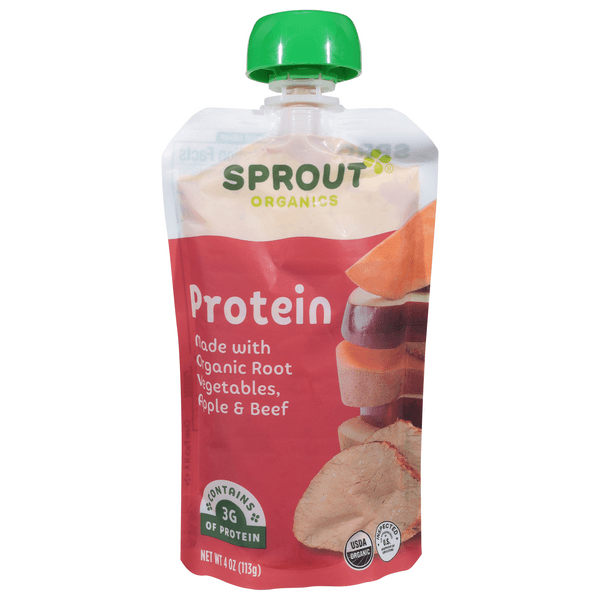 Sprout Protein Toddler Meal Pouch Root Vegetables Apple With Beef Organic