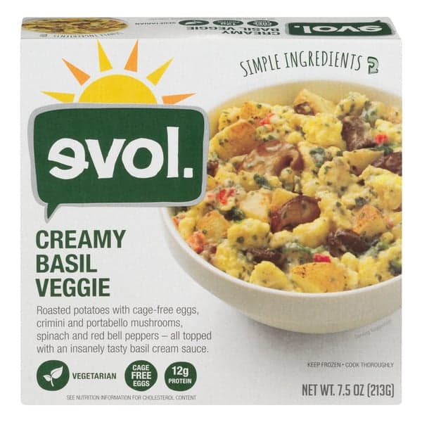 Evol. Creamy Basil Veggie Vegetarian Breakfast Bowl Cage Free Eggs