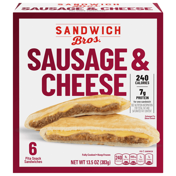 Sandwich Bros. Pita Snack Sandwiches Sausage & Cheese