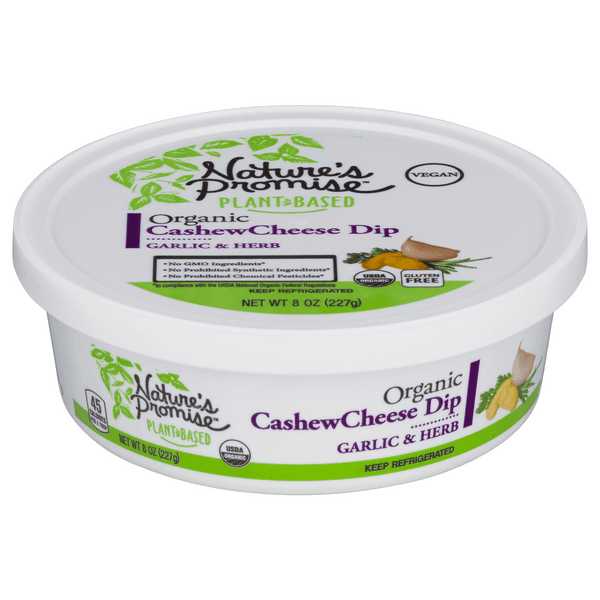 Nature'S Promise Plant-Based Organic Cashew Cheese Dip Garlic & Herb