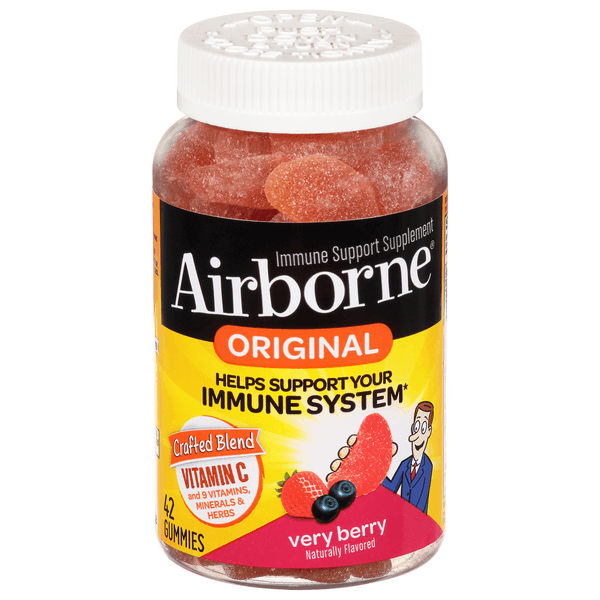 Airborne Very Berry Flavored Gummies, - Of Vitamin C And Minerals & Herbs Immune Support