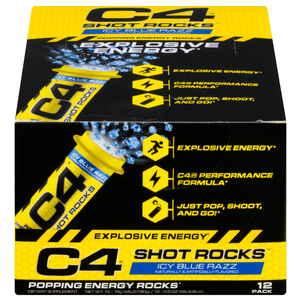 Cellucor C4 Shot Rocks Popping Energy Rocks Ice Blue Razz